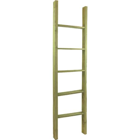 19W X 72H X 3 1/2D Vintage Farmhouse 5 Rung Ladder, Barnwood Decor Collection, Restoration Green